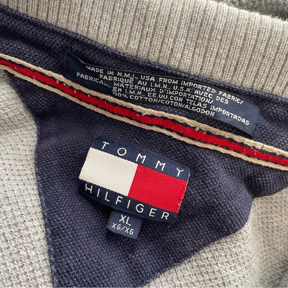 90s Vintage Tommy Hilfiger Polo Sweater Pullover Grey Cotton Jumper Mens Size XL - Picture 8 of 8